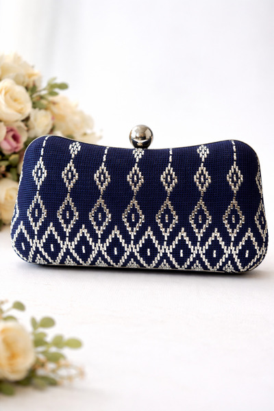 Ceylan Abiye Çanta - Lacivert Tel Kırma El İşlemeli Abiye Çanta