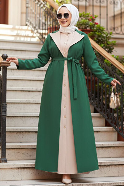N.S NEVA STYLE Кардиган с детайли Зелена скромна рокля 76351Y