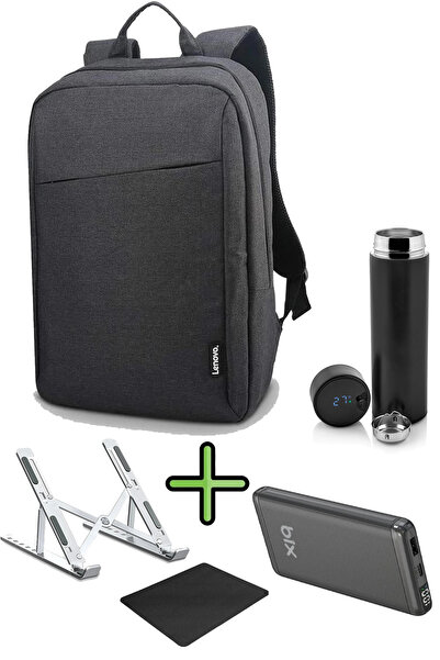LENOVO حقيبة ظهر للكمبيوتر المحمول مقاس 15.6 بوصة B210، بنك طاقة سريع، ترمس، ...