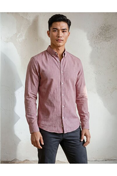 Lond Daer Gömlek Keten Yıkamalı Normal Yaka