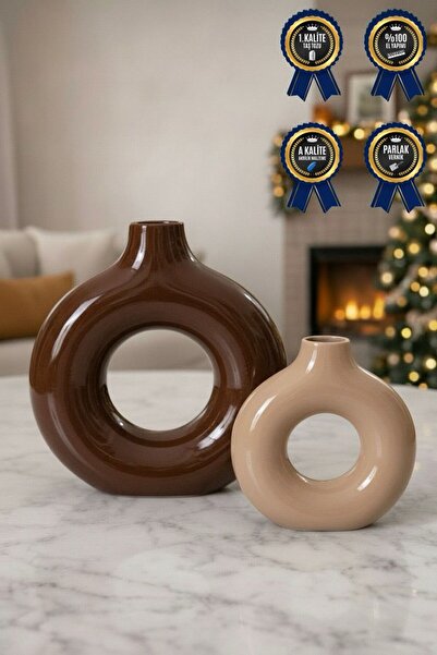 RemStone Vazo Minimal Halka Dekoratif Obje & Biblo Tasarım Dekoratif Vazo Set...