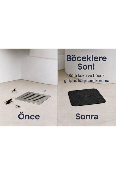ozzen Siyah Kötü Koku ve Böcek Önleyici Silikon Mat Banyo Mutfak Lavabo Balkon Gider Tıpası Kapağı