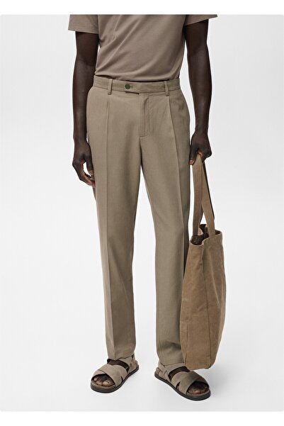 MANGO Man Tapered kesim pamuklu cropped pantolon