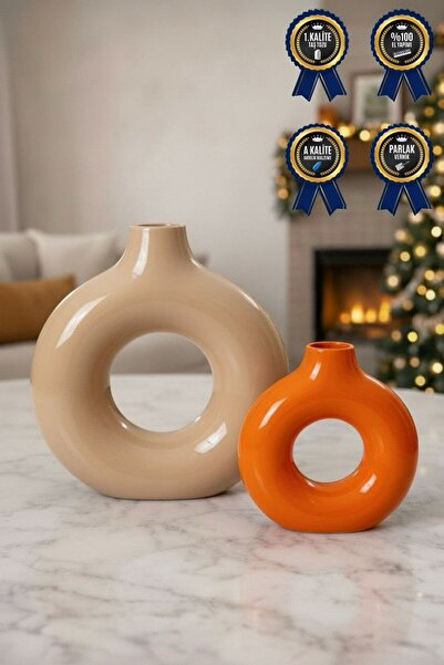 RemStone Vazo Minimal Halka Dekoratif Obje & Biblo Tasarım Dekoratif Vazo Set...