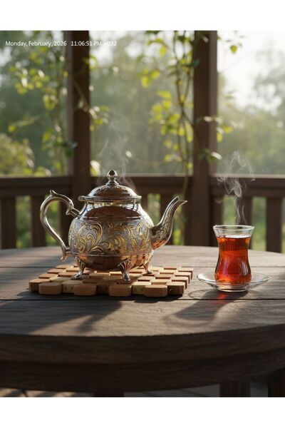 TARIK HOME 15x15 cm Kare Bambu Nihale - Isıya Dayanıklı Ahşap Tencere ve Çayd...