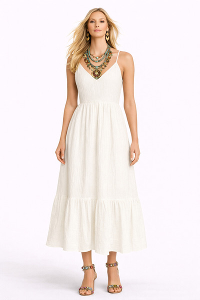 MERT ERKAN فستان متوسط ​​الطول أنيق/رياضي مع أشرطة وكشكشة عند الحاشية