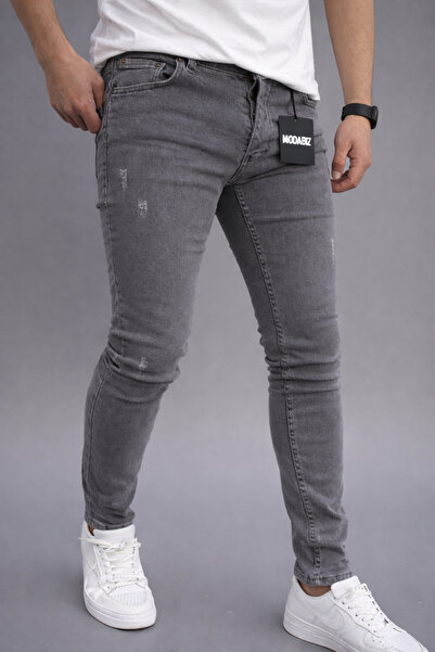 moda biz Blugi slimfit gri pentru bărbați - Blugi din denim cu croiala italiană