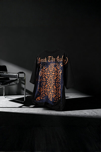 A&O Style Tricou pentru bărbați Break The Rules Embossed guler rotund cu impr...