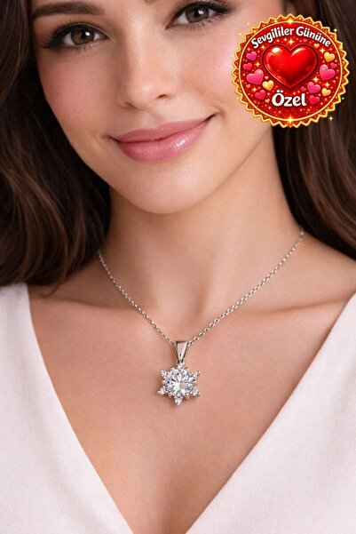 Siset Gümüş 925 Ayar SERTİFİKALI Lotus Çiçeği Aşk Güneşi Gümüş Kolye