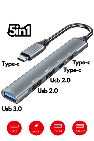 Abbruch Type-c To Usb 5in1 PD Typec Usb 3.0/2.0 Port Çoklayıcı Macbook Air Pr...