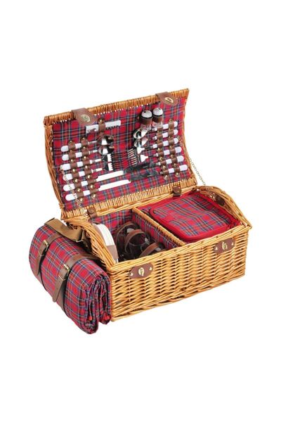 Picnicco Ekose Desenli Piknik Sepeti 4 Kişilik