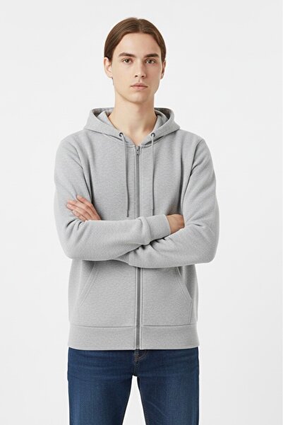 assef Bumbac pentru bărbați cu căptușeală din fleece cu glugă slim fit Jachet...