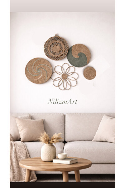 NİLİZM ART Bohem Duvar Dekorasyon Ürünü Su Yeşili 5 Parça. (YAPIŞTIRMA DEĞİLD...