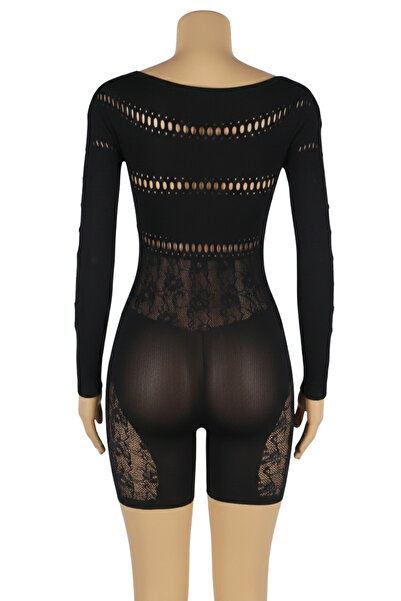 Lingerie and Fashion Style Long-Sleeved One Shoulder Sexy Mesh Bodystocking
