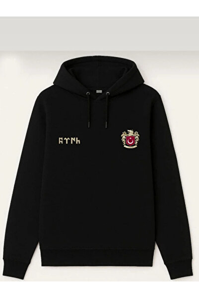 ocke Turkish Bozkurt Göktürkçe Written Printed Adult Kids Black Hooded Sweats...