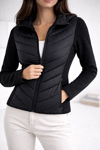 COJIKO Women's Contrast Puffer Jacket-Coat, Range Mom