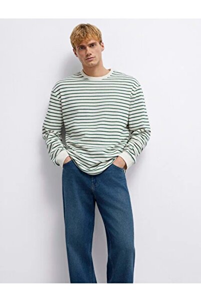Mavi M0613157 Tricou cu mânecă lungă în dungi pentru bărbați VERDE