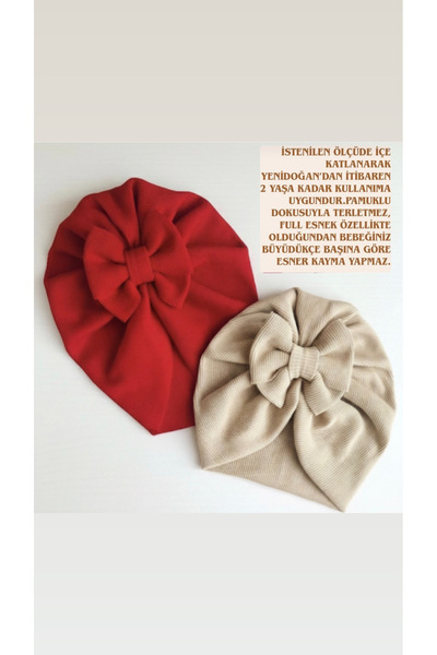 Bebek 0-2 yaş Pamuklu Full Esnek Kaymayan Terletmeyen 2’li Bone