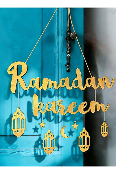 Generic زينة رمضان، فانوس خشبي معلق على شكل هلال ونجمة، زينة جدارية لتزيين ال...