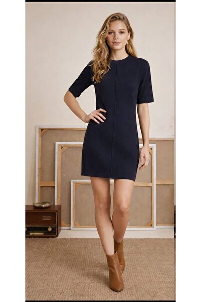 COLORDS Kadın Bisiklet Yaka Nervürlü Elbise