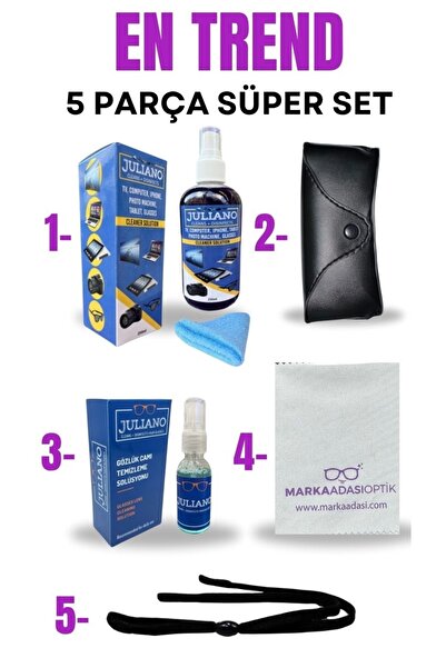 JULIANO 5 Parça: 250ML TV-Telefon Sprey+Deri Kılıf+30ML Gözlük Sprey+Sporcu İ...