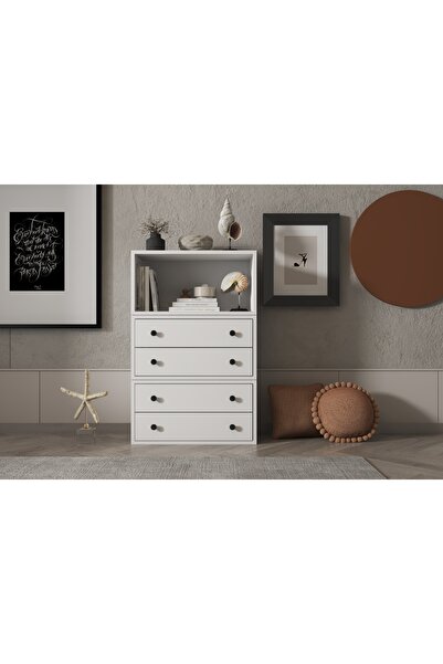 Nettrends Rafli Çekmeceli Sifonyer Beyaz 65 Cm Sfn-1035-ç