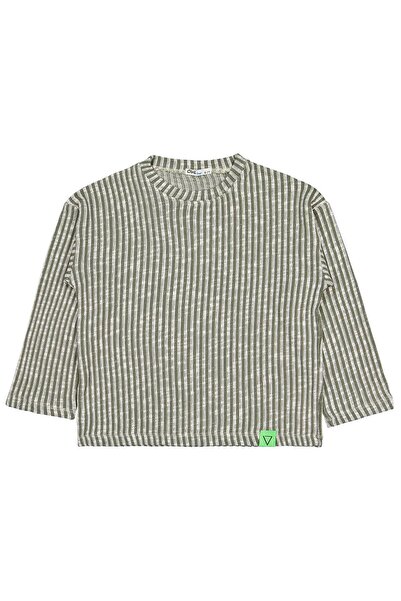 Civil Boys Hanorac cu dungi verticale pentru copii 6-9 ani - Verde 6-7 ani