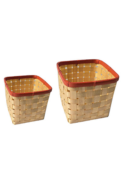KOÇTAŞ Bambu 2li Kırmızı Şeritli Saklama Kutusu