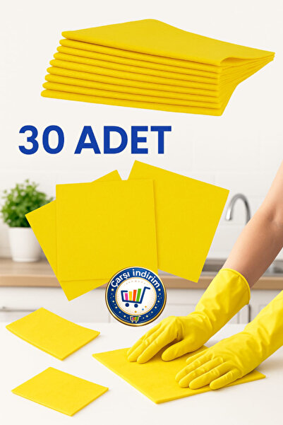 nistabolje 30 Adet Temizlik Bezi Genel Mutfak Bezi Sarı Bez 30 X 35 Cm