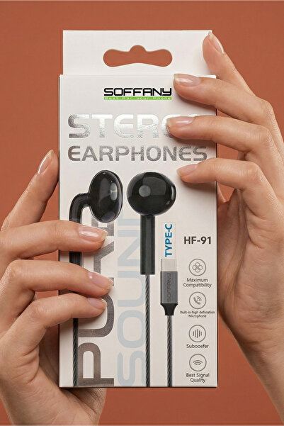 Soffany HF91-02 Type-C Girişli Kablolu Kulaklık Siyah