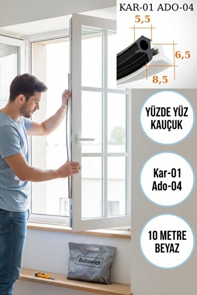 BABAWİCK Saf Kauçuk Kar-01/Ado-04 Kapı Pencere Fitili 10 Metre Beyaz Tamirat ...