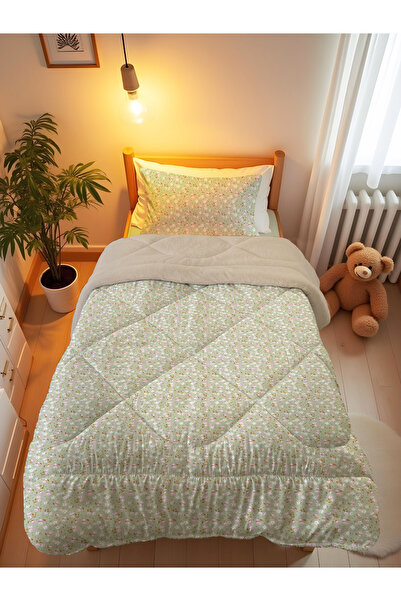 Evmila طقم لحاف ونوم ويلسوفت مزدوج الجوانب بنمط زهور مقرمشة باللون الأخضر الن...