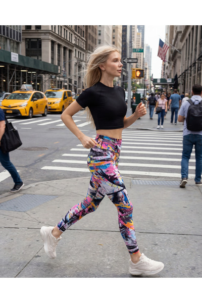 4upower Colanți sport cu model Cosmic Splash