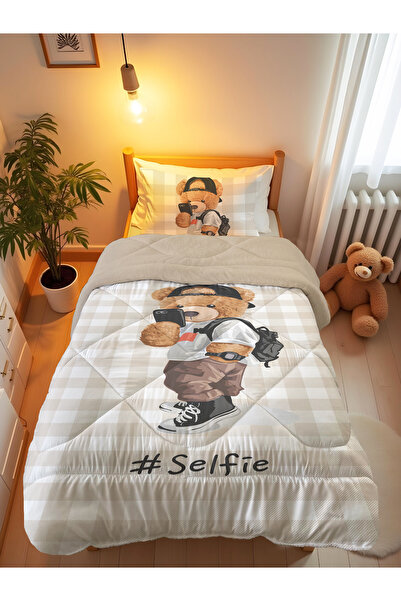 Evmila Selfie,Sırt Çantalı Cool Teddy Tek Kişilik 160x220 Cm Welsoft Çift Tar...