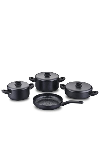 KORKMAZ Lina Plus 7 Parça Siyah Granit Tencere Seti A2888