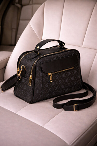 Adelina Bags حقيبة يد وكتف نسائية سوداء منقوشة