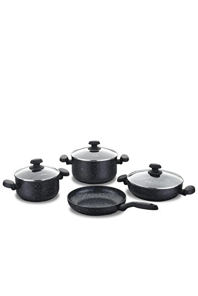 KORKMAZ Mia Granit 7 Parça Siyah Tencere Seti A1146-1