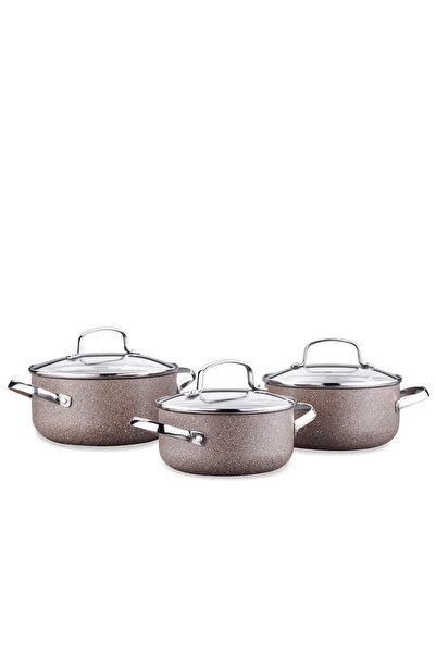 KORKMAZ طقم أواني طهي براوني A2921 مكون من 6 قطع