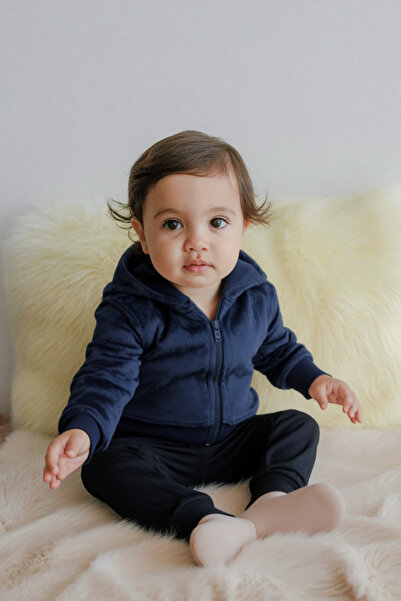 Mavipink Devojčica, dukserica sa kapuljačom, od baršuna i sa patentnim zatvar...