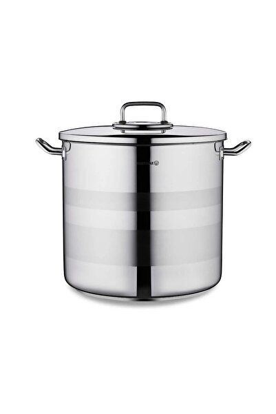 KORKMAZ قدر أسترا 2 عميق من الفولاذ المقاوم للصدأ. السعة: 36 × 33 سم / 33.5 ل...