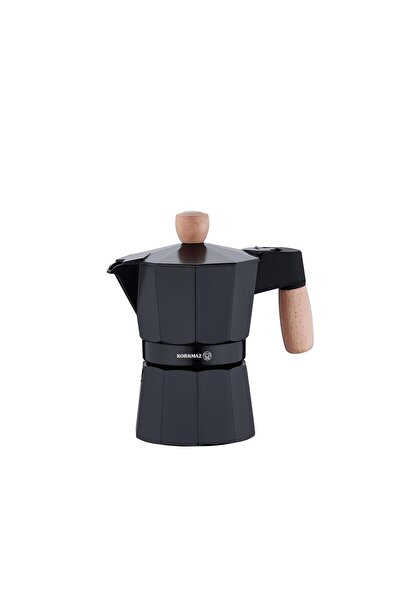KORKMAZ Etna 3 Fincan Siyah Moka Pot 150 ml A5572
