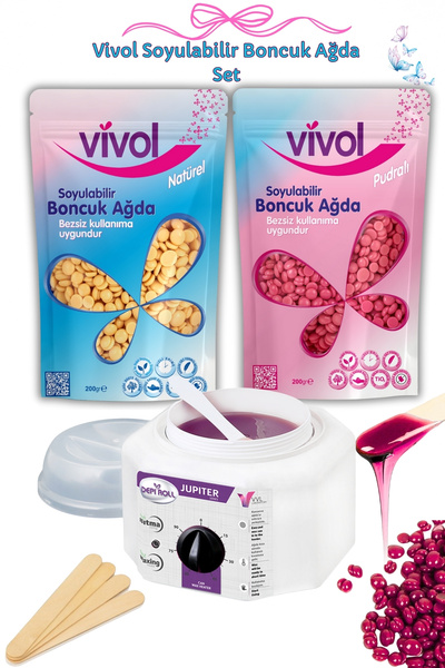 Vivol SİR AĞDA ISITICI MAKİNE 1 NATUREL+1 PUDRALI PAKET BONCUK AĞDA HEDİYELİ
