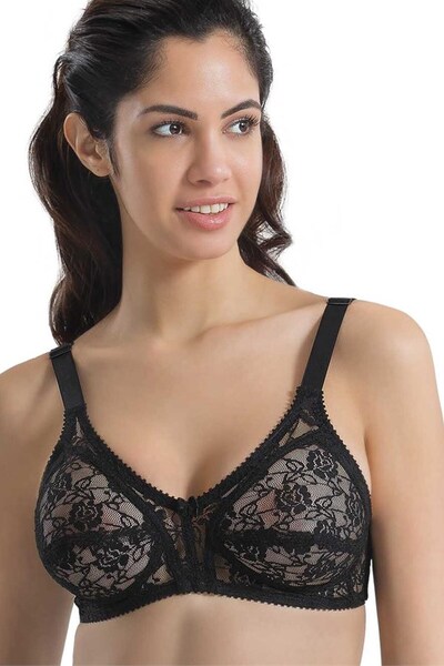 Emay 145 Σουτιέν με δαντέλα που συγκρατεί το σχήμα, μαύρο