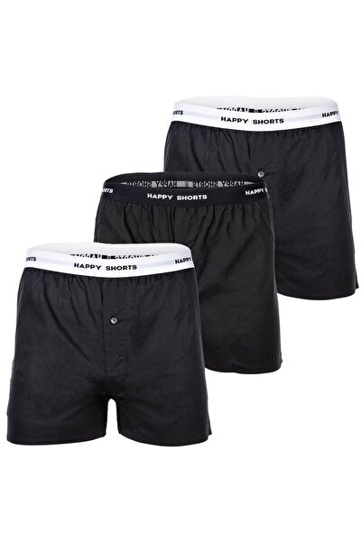 Happy Shorts Herren Web-Boxershorts, 3er Pack - Amerikanische Boxershorts, Ba...