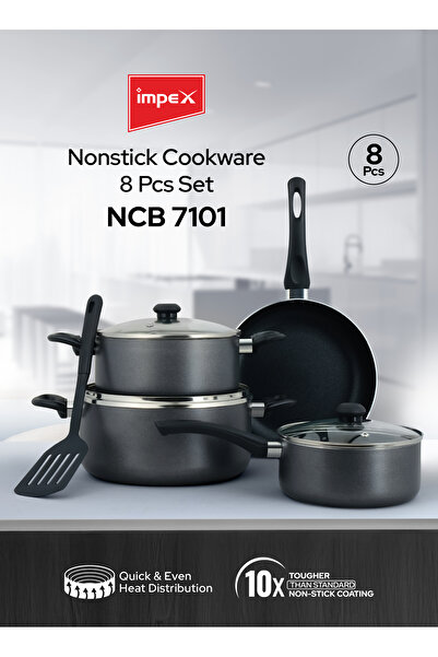İMPEX 8-Piece 5-Layer Granite Nonstick Cookware Set – Granite Gray - NCB7101