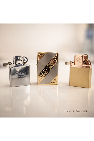Chief Kişiye Özel Çakmak Seti Gazlı Ve Benzinli Şık Tasarımlı Lüks Metal Kapa...