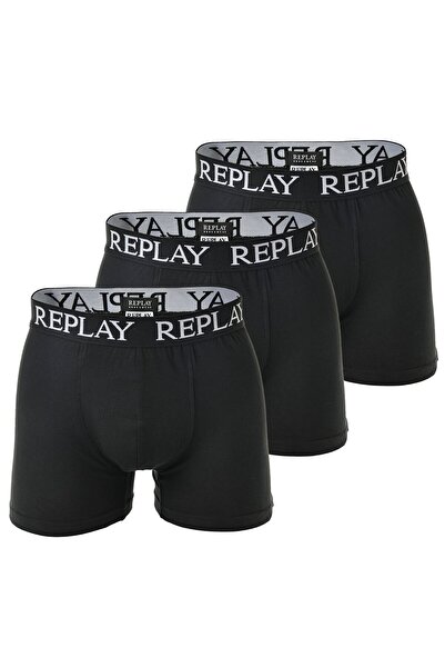Replay Herren Boxershorts, 3er Pack - Unterhosen, Baumwolle, Logo, einfarbig