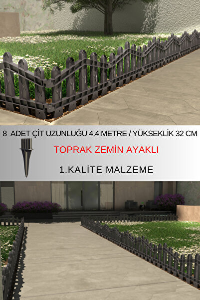 ZiDi Plastik Dekoratif Plastik Bahçe ve Peyzaj Çiti 8 ADET ÇİT (Y: 32 CM / G:...