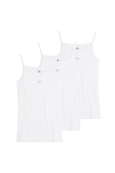 Sanetta Mädchen Unterhemden 3er Pack - Basic Shirt mit Herzmotiv, Organic Cot...