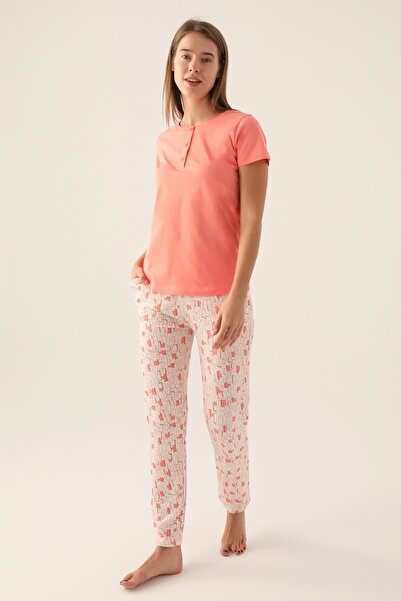 Arnetta Σετ γυναικεία κοντομάνικη πιτζάμες Salmon